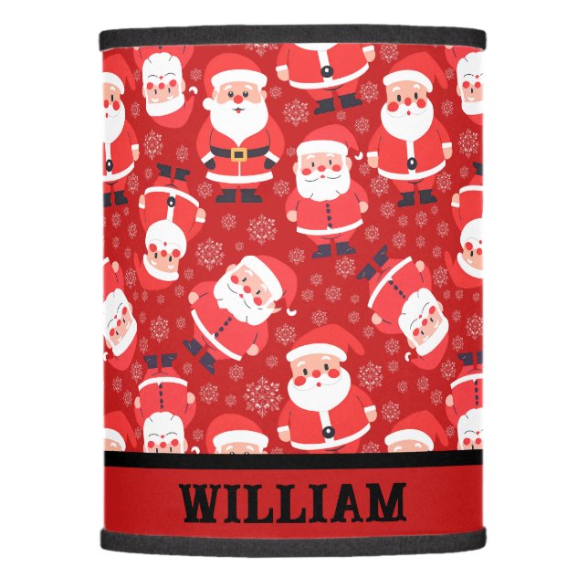 Santa Claus Red Boys Name  Lamp Shade (Front)