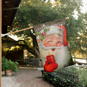 Santa Claus Red Candle Merry Christmas House Flag