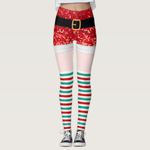 Santa Claus red glitter Leggings