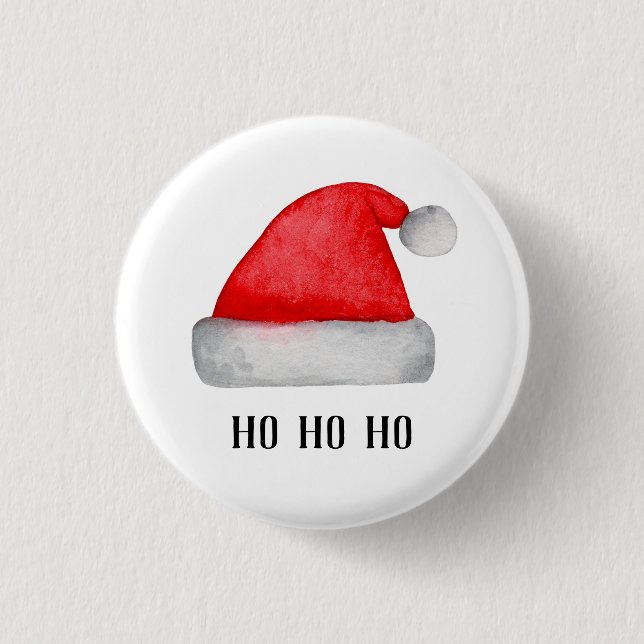 Santa Claus. Red hat. Christmas holiday. Ho ho ho Button (Front)