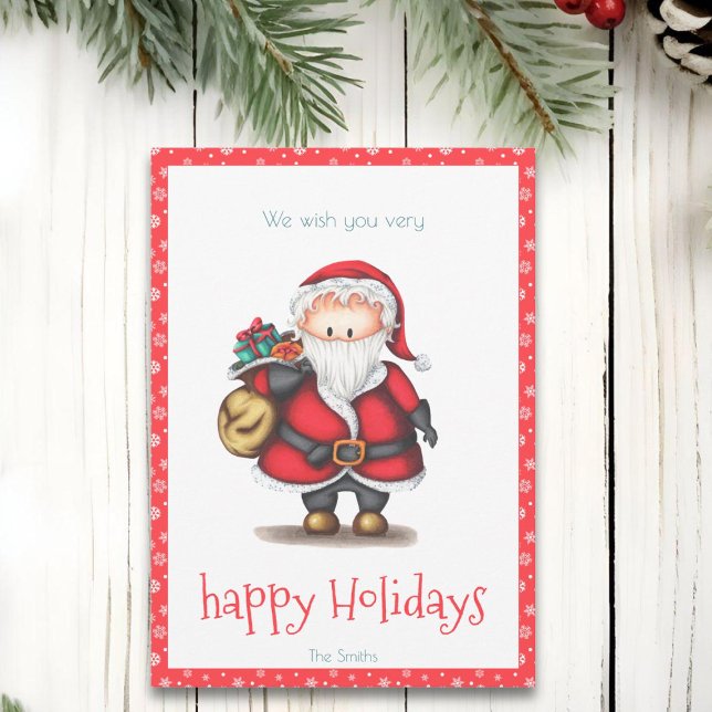 Santa Claus Red Personalized Christmas Card (Creator Uploaded)