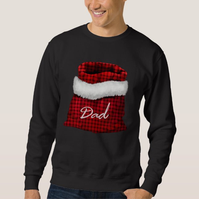 Santa Claus' Red Sack Dad Buffalo Plaid Sweatshirt (Front)