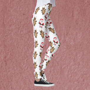 Santa Claus Red Suit Reindeer Christmas Pattern Leggings