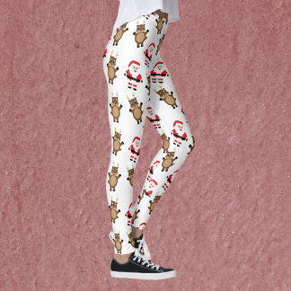 Santa Claus Red Suit Reindeer Christmas Pattern Leggings