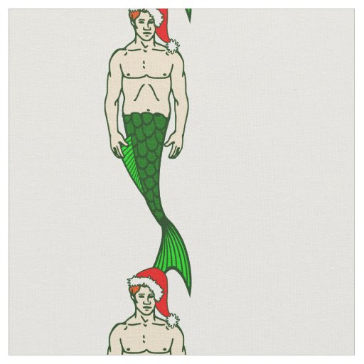 santa claus redhead merman christmas mermaid fabric