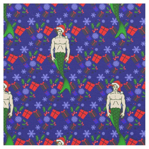 santa claus redhead merman ugly xmas mermaid gifts fabric