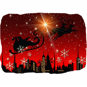 Santa Claus Reindeer and Sleigh Flying Cutout
