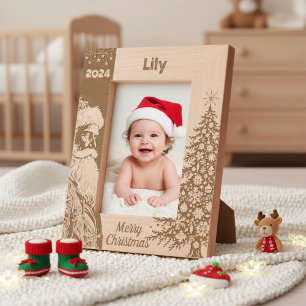 Santa Claus Reindeer Christmas Engraved Frames
