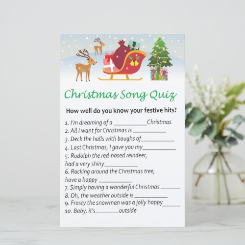 Santa claus reindeer christmas song quiz game