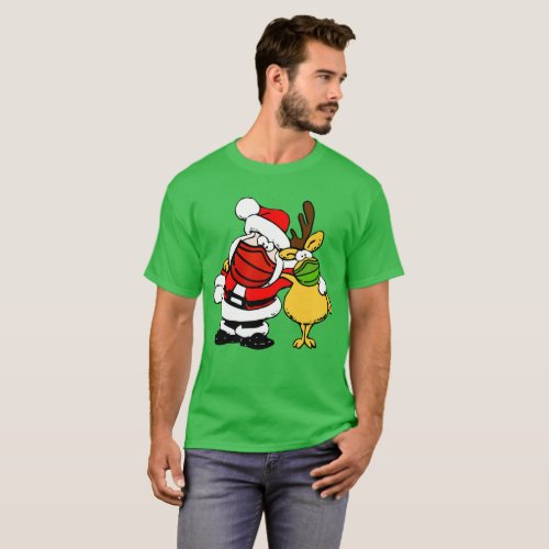 Santa Claus  Reindeer Face Mask Pals Xmas ZSD T_Shirt