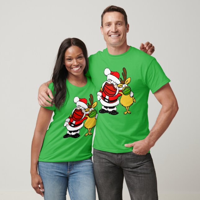 Santa Claus & Reindeer Face Mask Pals Xmas, ZSD T-Shirt (Unisex)