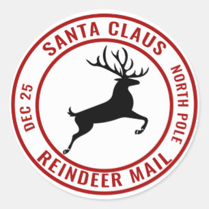 Santa Claus Reindeer Mail North Pole Classic Round Sticker