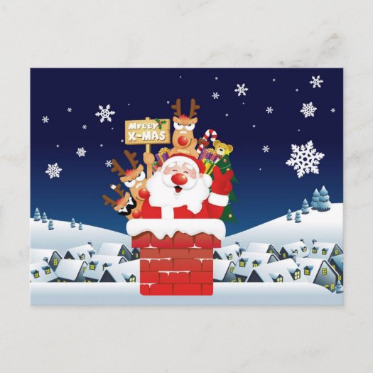 Santa Claus Reindeer Merry X-Mas Funny