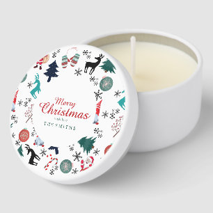 Santa Claus Reindeer Pine Trees Mittens Mini Candle Favors