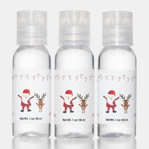 Santa Claus Reindeer Red Candy Canes Hand Sanitizer