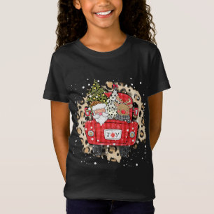 Santa Claus Reindeer Red Truck Christmas Snow Leop T-Shirt