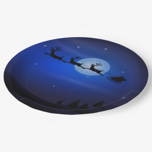 Santa Claus Reindeers Moon Claus Santa Silhouette Paper Plates