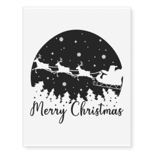 Santa Claus Reindeers Sleighing - Merry Christmas Temporary Tattoos