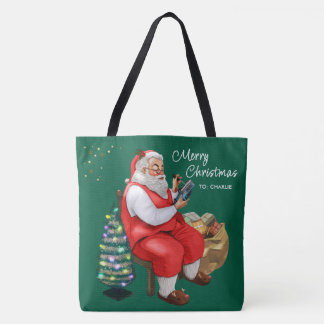 Santa Claus Repairing Toy Christmas Tote Bag