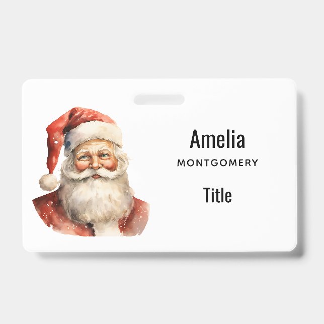 Santa Claus Retro Christmas Badge (Front)