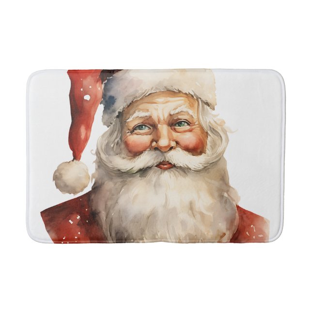Santa Claus Retro Christmas Bath Mat (Front)