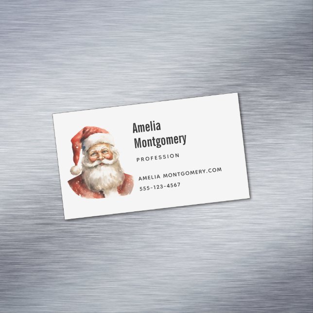 Santa Claus Retro Christmas Business Card Magnet (In Situ)