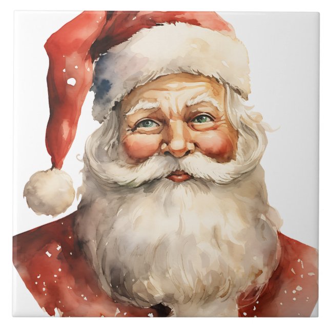 Santa Claus Retro Christmas Ceramic Tile (Front)