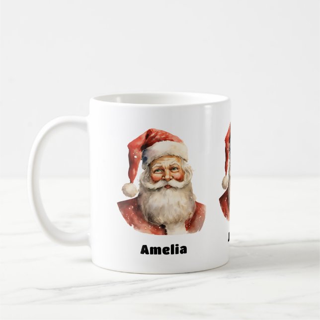 Santa Claus Retro Christmas Coffee Mug (Left)