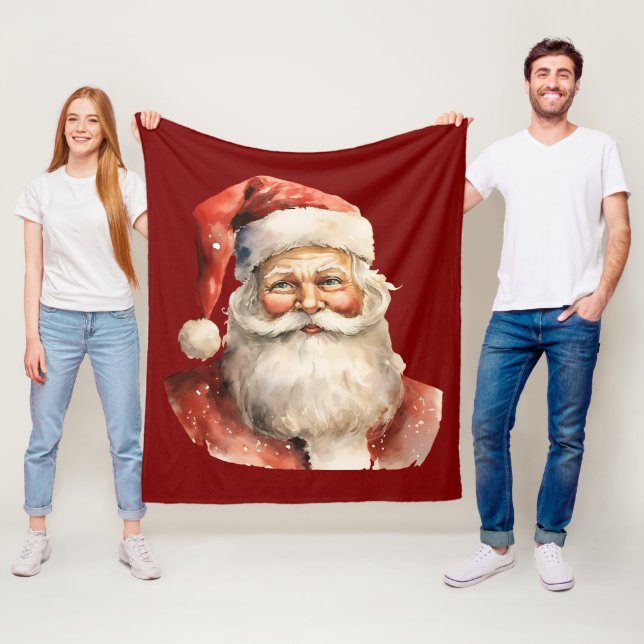 Santa Claus Retro Christmas Fleece Blanket (In Situ)