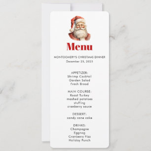 Santa Claus Retro Christmas Menu Invitation
