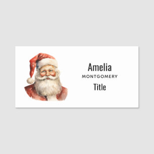 Santa Claus Retro Christmas Name Tag