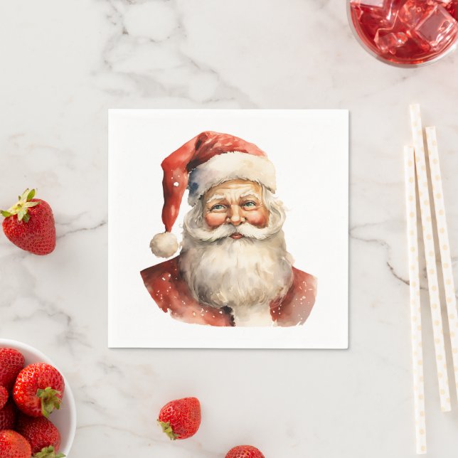 Santa Claus Retro Christmas Napkins (Insitu)