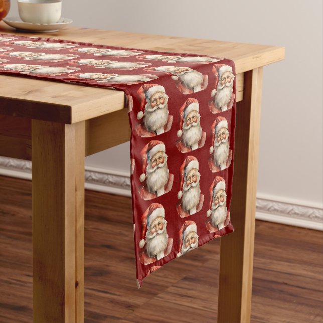 Santa Claus Retro Christmas Pattern Medium Table Runner (In Situ)