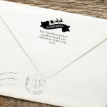 Santa Claus Return Address Christmas Self-inking Stamp<br><div class="desc">This design features a Christmas return address,  a Santa Claus,  with reindeer,  a cute holiday,  sleigh rides theme,  with a festive,  a simple typography,  with a retro vintage,  classic whimsical sign style.</div>
