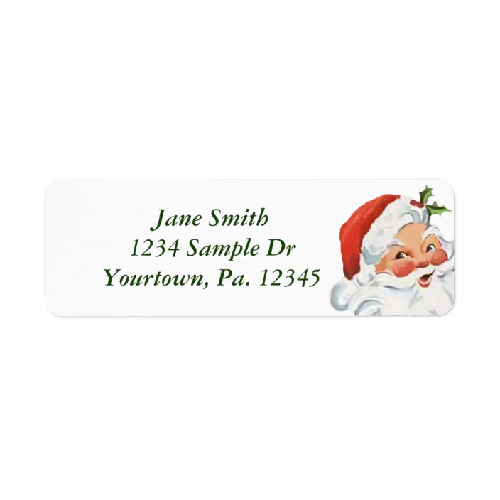 30 Custom Xmas Santa Claus Personalized Address Labels 