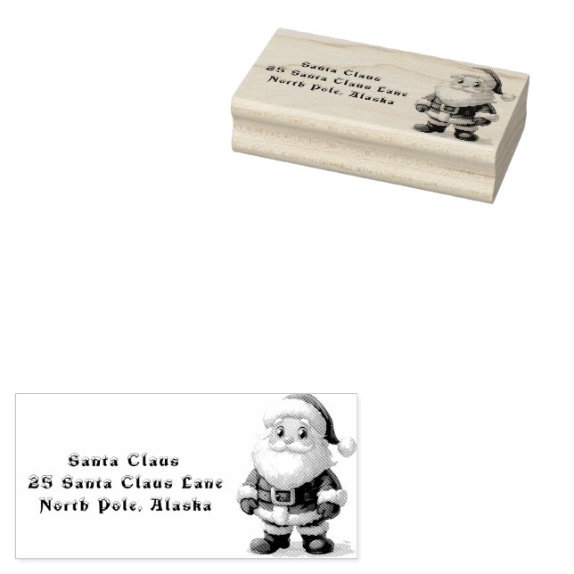 Santa Claus Return Address North Pole Rubber Stamp (Stamped)