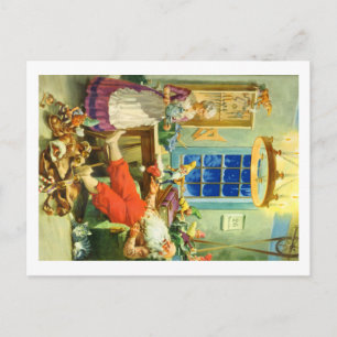 Santa Claus Returns to the North Pole Holiday Postcard