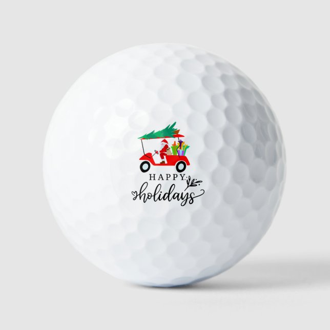 Santa Claus rides golf cart with Christmas tree  Golf Balls (Front)