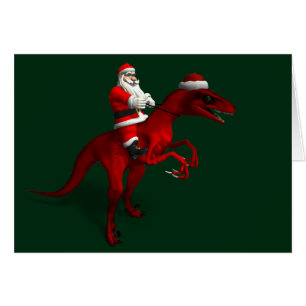 Santa Claus Rides On A Dino Cards