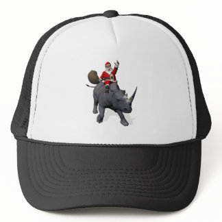 Santa Claus Rides On Rhino Rhinoceros Trucker Hat