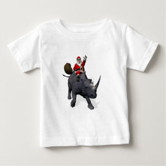 Santa Claus Rides Rhino Rhinoceros Baby T-Shirt