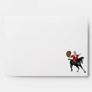 Santa Claus Riding A Black Horse Envelope