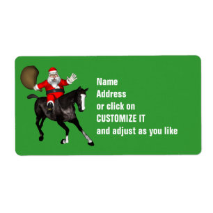 Santa Claus Riding A Black Horse Label