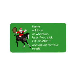 Santa Claus Riding A Black Horse Label