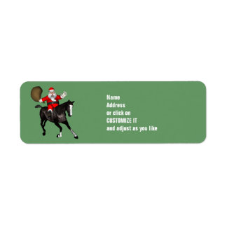 Santa Claus Riding A Black Horse Label