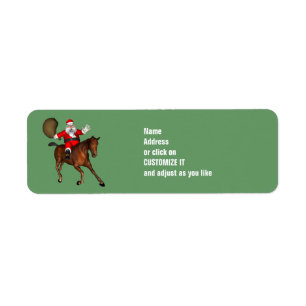 Santa Claus Riding A Brown Horse Label