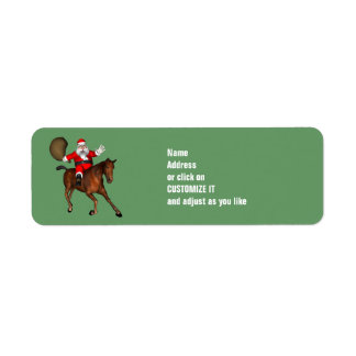 Santa Claus Riding A Brown Horse Label