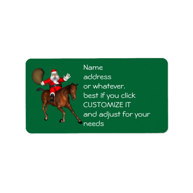 Santa Claus Riding A Brown Horse Label (Front)