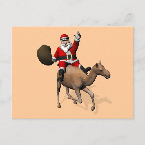 Santa Claus Riding A Camel Holiday Postcard