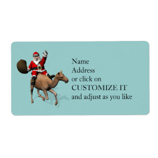 Santa Claus Riding A Camel Label